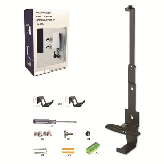 Wall Mount Kit For PS5/PS5 Pro/PS5 Slim Conosle, Game Console Controller Holder and Headphone Mount Metal Wall Hanging Stand Wall Mount Kit Accessories