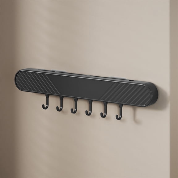 Wall Mount Knife Rack 17 Inch - No-Drill Kitchen Utensil Holder with 6 Hooks for Knives, Spatulas, Ladles, Scissors, Towels, Key Hanger, Space Saving Organizer