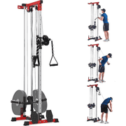 Wall Mount LAT Cable Machine - All in One High/Low Pulley Station with 20 Adjustable Positions, LAT Pulldown & Row Tower for Total Body Home Gym Training