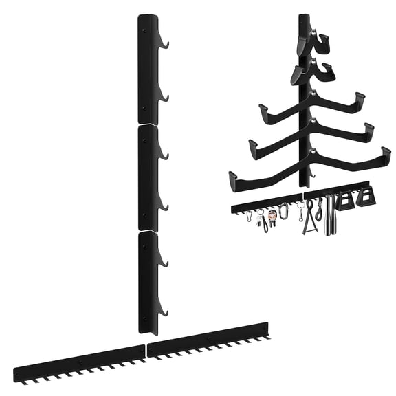 Wall Mount Lat Pulldown Bar Gym Organizer with Storage Racks and Hooks
