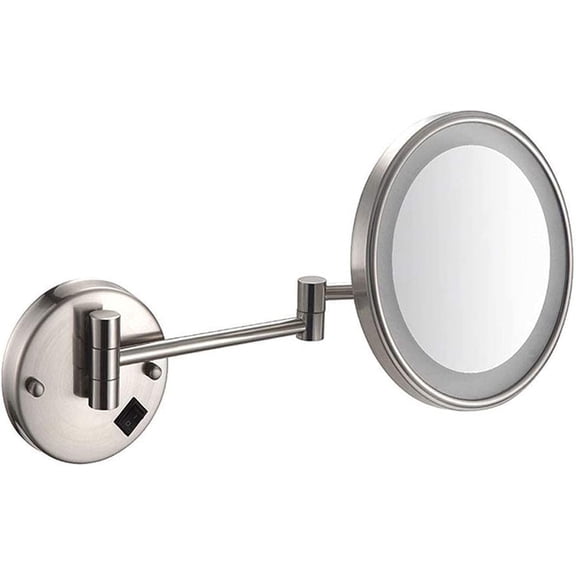 Wall Mount Led Lighted Makeup Mirror 10X Magnifying Premium Cosmetic Mirror 180 Swivel Extendable Vanity Mirror for Bathroom 8 inch UK Plug /Black Bronze (Nickel Brushe