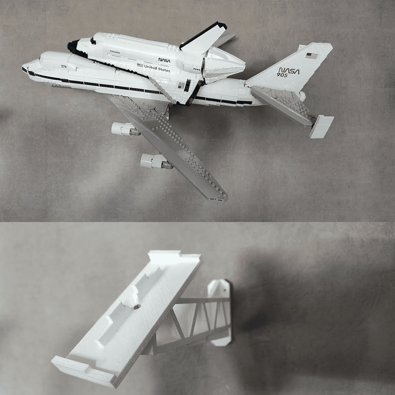 Wall Mount for Lego Shuttle Carrier Aircraft 10360 | B747 NASA Plane Floating Shelf Bracket | Wall Holder for Lego Aviation Collectors (Shuttle Carrier Aircraft 10360)