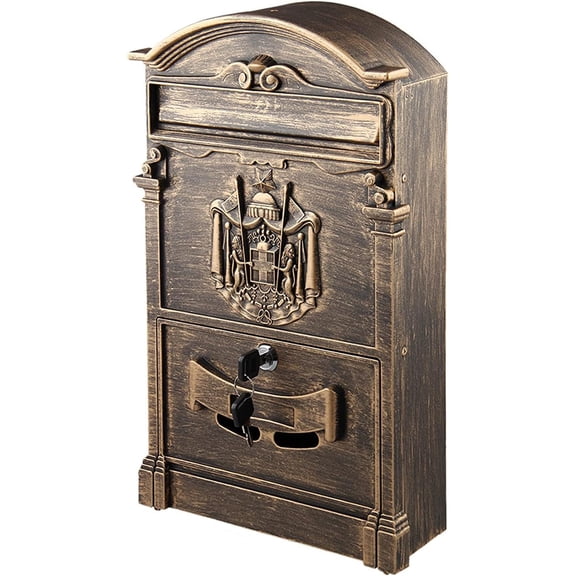 Wall Mount Locking Mailbox Vintage Lockable Metal Mailboxes Large Capacity Postbox Security Mail Letter Post Box Outdoor Mail Box