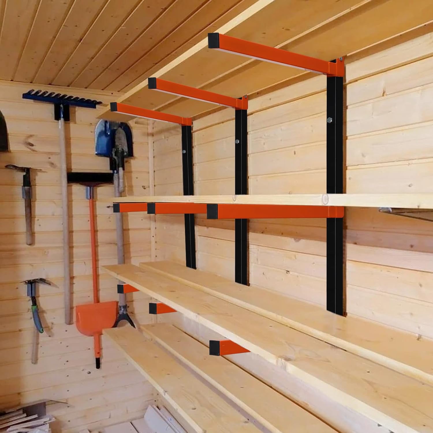 Lever Rack Storage Wall Mount Lumber Rack with 3 Levers, Heavy Duty Storage for Garage ...