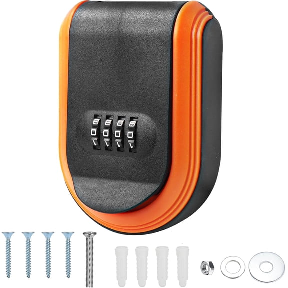 Wall Mount & Magnetic Key Lock Box with 4-Digit Combination Code - Orange Heavy-Duty Key Lock Holder, Weatherproof Outdoor Hide-a-Key Box for Home, Car, Office (Universal Fit)
