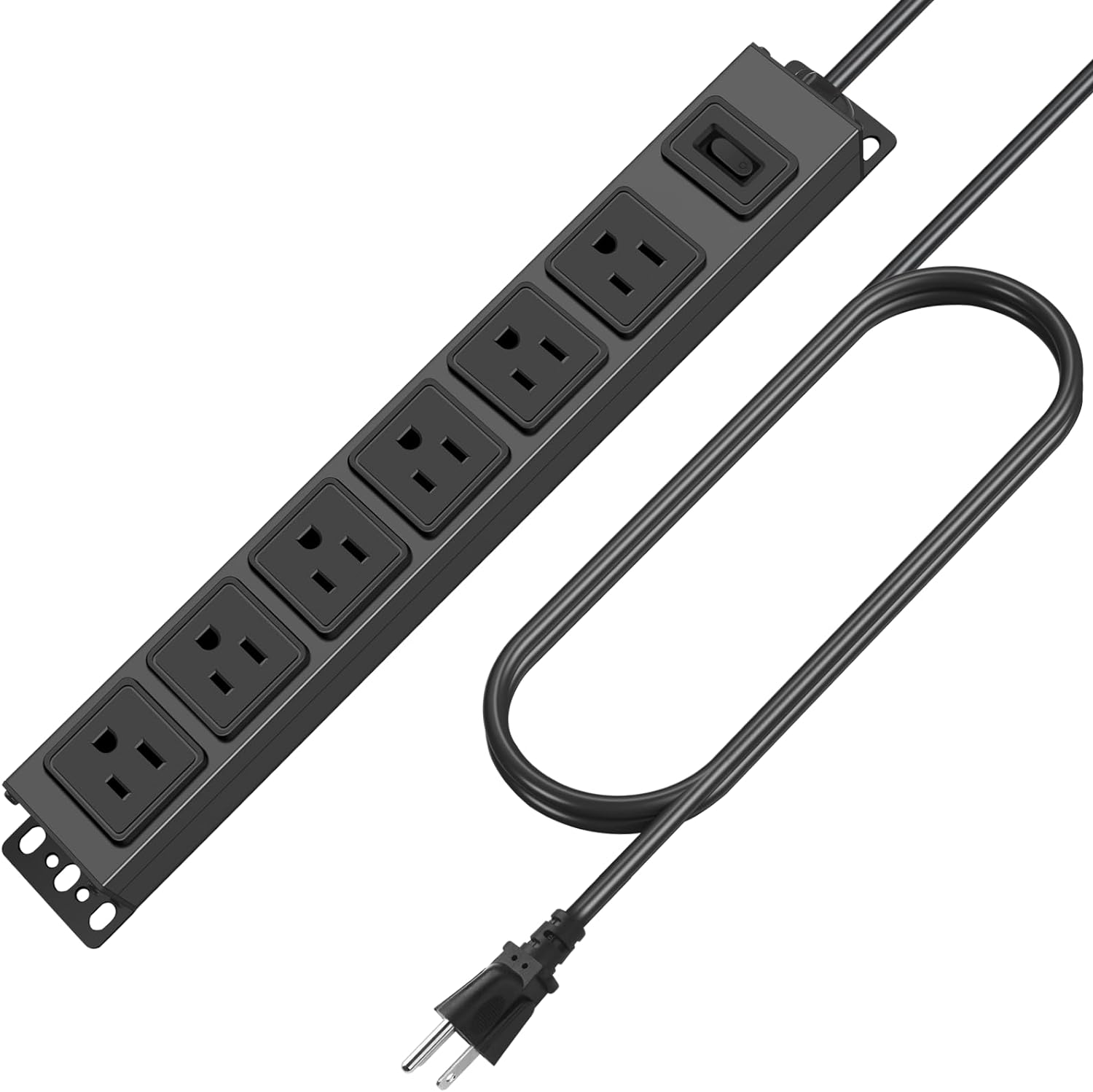 Wall Mount Power Strip, Under Desk 6 Outlet 360° Rotating