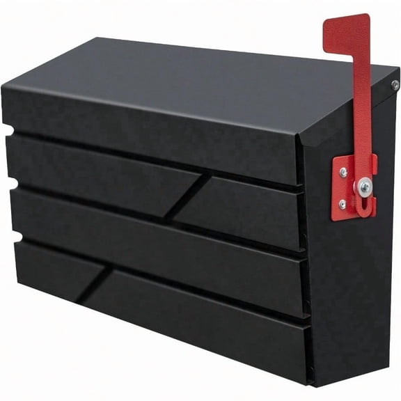 Wall Mount Mailbox For House Outside Large Capacity Mailbox With Flag Drop Box Galvanized Steel And RustProof Metal Post Box 15.74x9.84x4.33 Black MD065