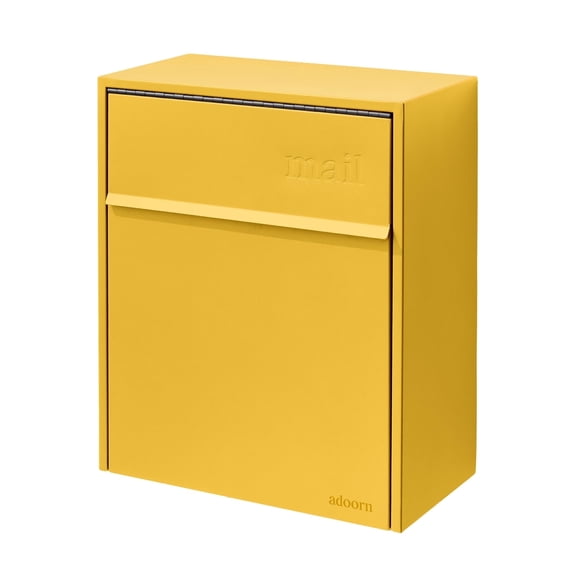 Adoorn Wall Mount Mailbox - Large, Anti-Theft Locking Mailbox, Weatherproof Mailboxes for Outside The House, 18.5" H x 15" L x 7.5" D (Curb Yellow)