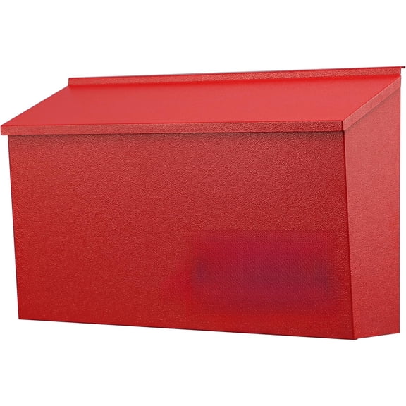 Wall-Mount Mailbox, Large Capacity 15.7x9.9x4.9 Inch, Red Galvanized Steel Rust-Proof Metal Post Box for Outdoor Use