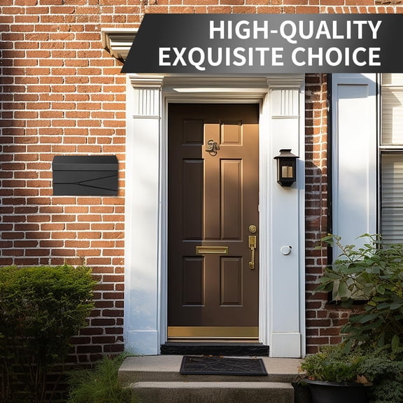 Wall Mount Mailbox Large Capacity Galvanized Steel Rust-Proof Metal Post Box Drop for Outside House Modern Sleek Style Black