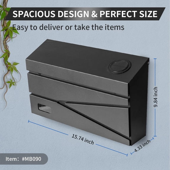 Wall Mount Mailbox Large Capacity Galvanized Steel Rust-Proof Metal Post Box with Lanterns for Outside House