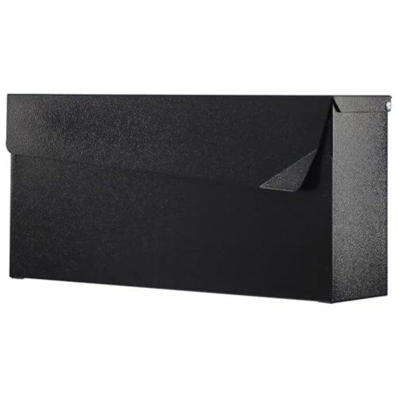 Wall-Mount Mailbox Large Capacity Mail Box Mailboxes for Outside Gaanized Steel Rust-Proof Metal Post Box 14.56" x7" x4.13" Black