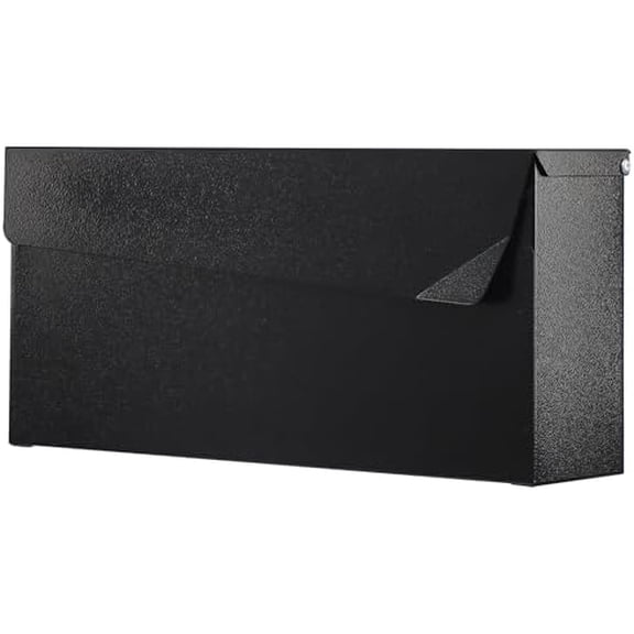 Wall-Mount Mailbox, Large Capacity Mail Box, Mailboxes for Outside, Galvanized Steel Rust-Proof Metal Post Box, 14.56" x7" x4.13" Black
