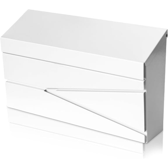 Wall Mount Mailbox, Large Capacity Mailbox for House, Galvanized Steel Rust-Proof Metal Post Box Drop, Mailboxes for Outside, 15.74"×9.84"×4.33", Black Modern Sleek Style