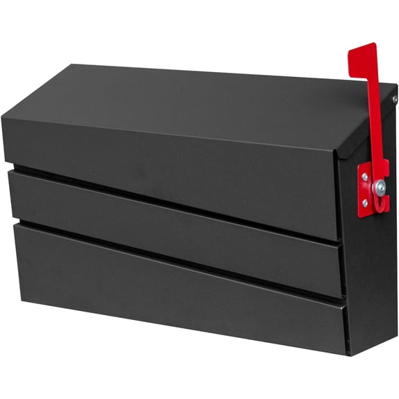 Wall-Mount Mailbox, Morden Mailbox for House, Rust Resistant Metal Post Box, Galvanized Steel Outside Mailboxes with Flag (No Keys Locking)
