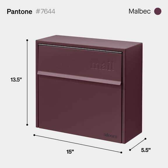Adoorn Wall Mount Mailbox - Small, Anti-Theft Locking Mailbox, Weatherproof Mailboxes for Outside The House, 13.5" H x 15" L x 5.5" D (Malbec)