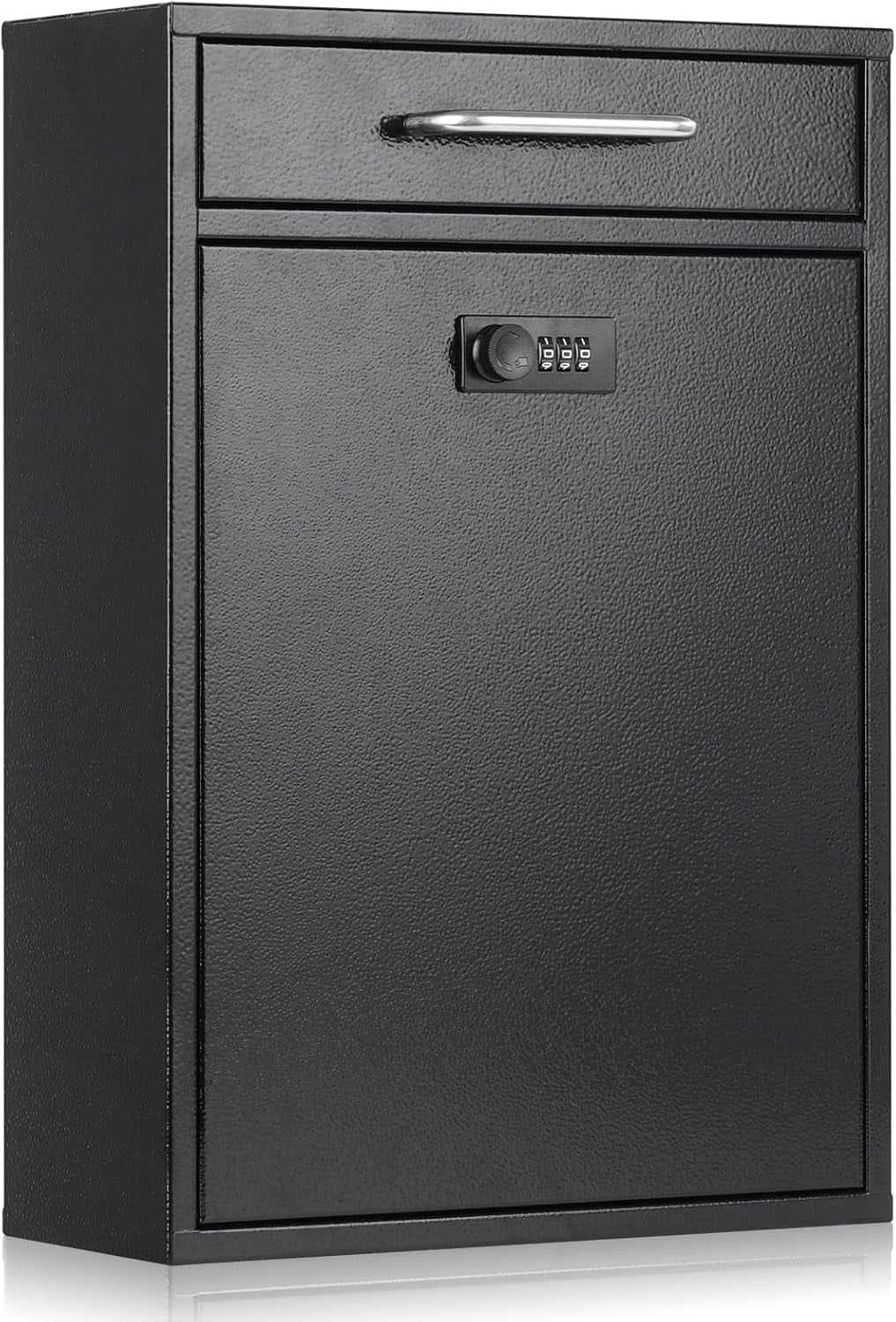 Wall Mount Mailbox with Combination Lock, Locking Mailbox, Hanging Secured Postbox, Security Key Drop Box, Black