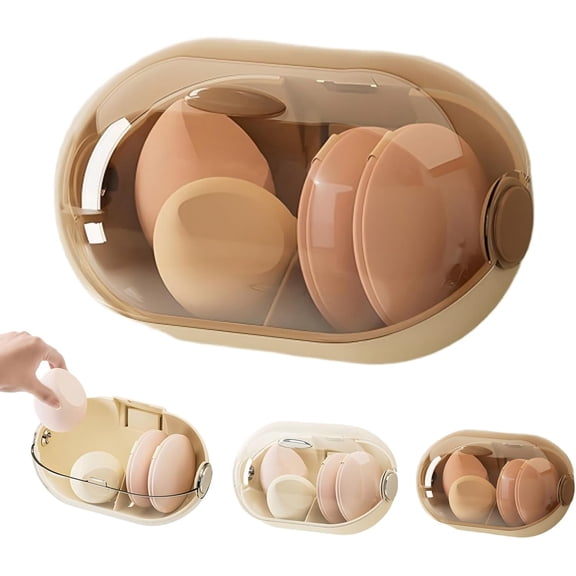 Wall Mount Makeup Organizer - Dustproof Clear Lid Box with Compartments, Clear Lid Cosmetic Display Cases for Home Kitchen Bathroom Vanity Skincare Products (White)