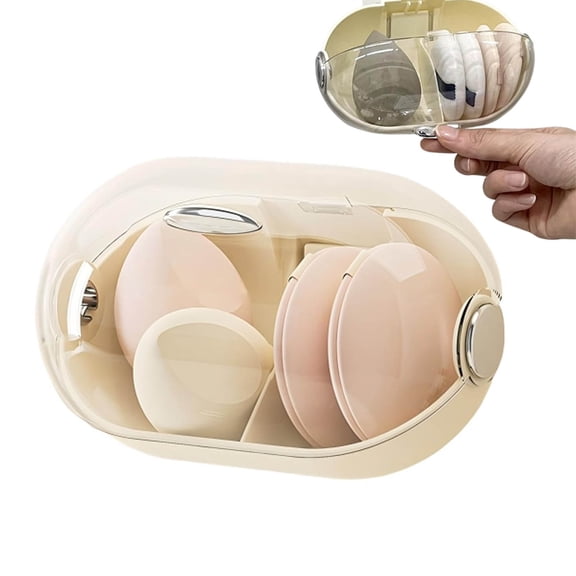Wall Mount Makeup Organizer - Dustproof Clear Lid Box with Compartments, Clears Lids Cosmetic Display Cases with Compartments,Built-In Drain Holes for Air Circulation,for Bathroom,Kitchen