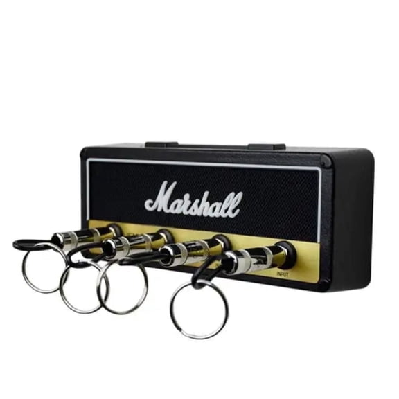 Wall Mount Marshalls Key Holder and Organizer, w/ 4 Keyring Input Jack Plugs, 1ct