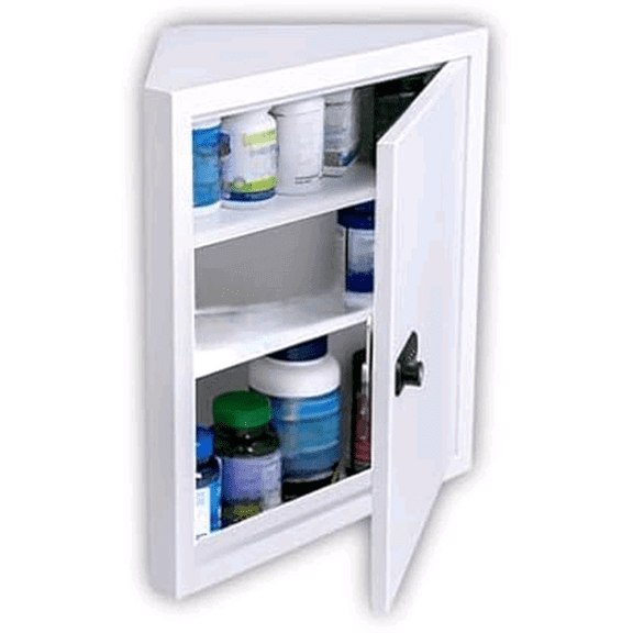 Wall Mount Medicine Cabinet,Locking Corner Cabinet with Code & Key Locks,First Aid Cabinet/Corner Storage CabinetAdjustable1/2/3 Shelves,Wall Mount Cash Box for Bathroom/Office/School/Home