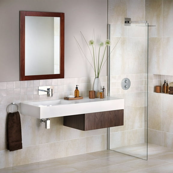 Wall Mount Mirror TeqHome Wood-Like Frame Rectangle Modern Exquisite Hanging Mirror for Bathroom Bedroom Living Room 11.8x15.7Inch Right Angle Trim Red