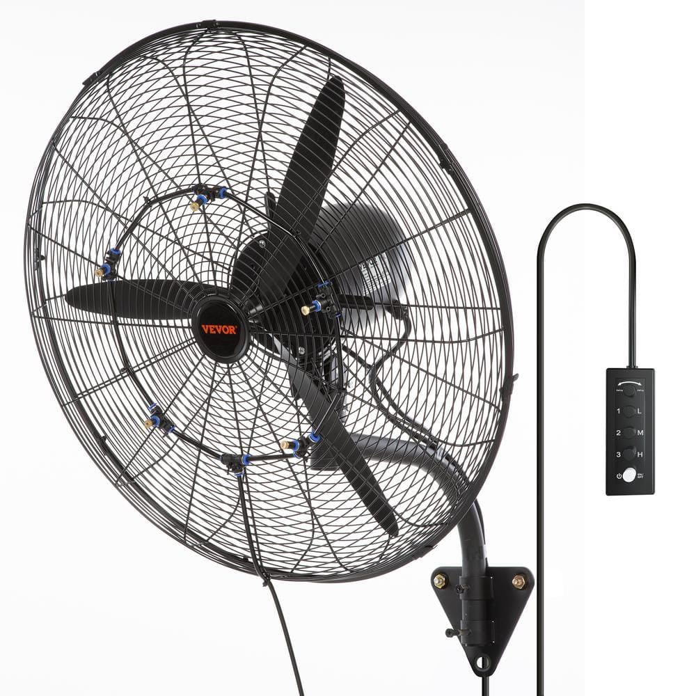 Wall-Mount Misting Fan 24 in. 3-speed High Velocity Max. 7000 CFM ...