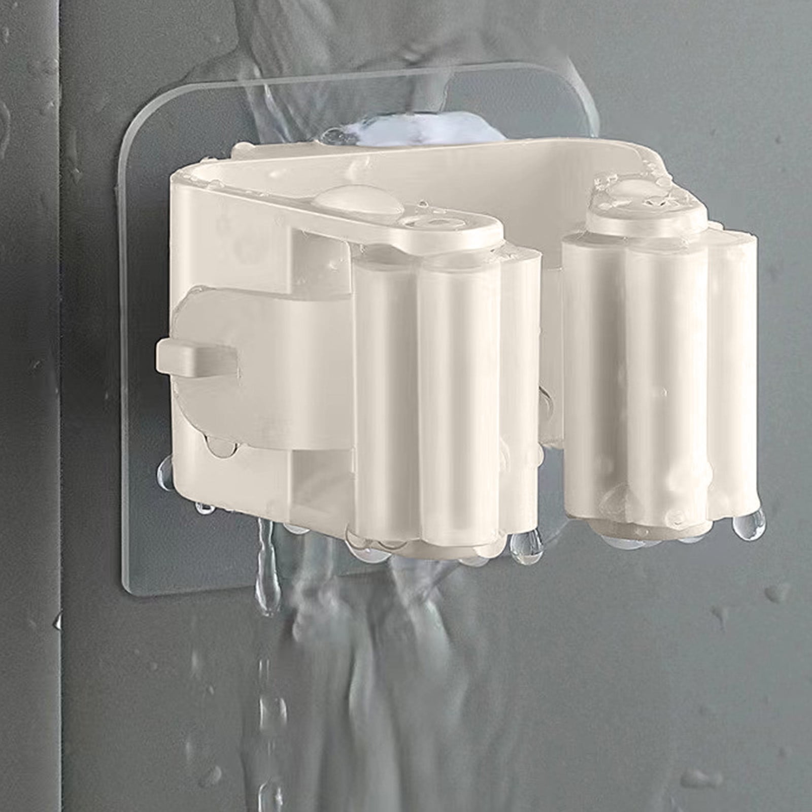Wall Mount Mop-No Drill Adhesive Organizer Rack for Bathroom & Kitchen ...