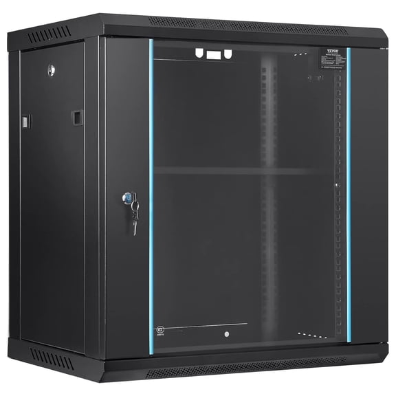 Wall Mount Network Server Cabinet Deep Server Rack Cabinet Enclosure . Ground-Mounted Load Capacity with Locking Glass Door Side Panels for IT Equipment A/V Devices