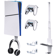 Wall Mount for PS5/PS5 Slim/PS5 Pro Console, Heavy-Duty Steel Bracket for All PS5 ModelsDigital and Disc,Sturdy and Not Fall Off,+1Controller Headphone Holder,White