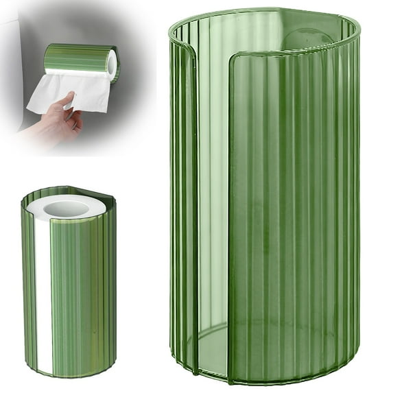 Wall Mount Paper Towel Dispenser Holder Box, Disposable Kitchen Cloth & Paper Towel Holder, Adhesive & Drill Free Saving Organizer for Countertop Cabinet Door & Wall, Light Green