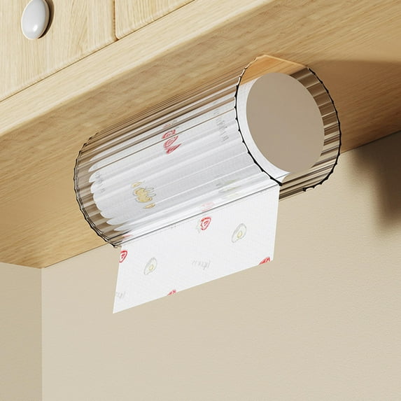 Wall-Mount Paper Towel Dispenser Holder for Kitchen Bathroom No-Drill PET Space-Saving Ulti Functional Storage Rack 1