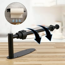 Wall Mount Paper Towel Holder Under Cabinet with Damping Effect for Kitchen Bathroom, One Hand Operable Paper Towel Holder with Self-Adhesive and Screws, SUS 304 Stainless Steel (Black)