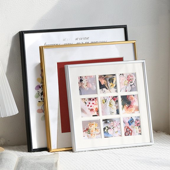 Wall Mount Photo Frame - 10/12-Inch Clear Plexiglass Aluminum Alloy Photo Holder Home Office Hanging Desktop Decorative