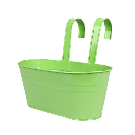 Wall Mount Plant Holder Metal Iron Hanging Flower Pots for Railings Fences and Decks Modern Boho Light Green