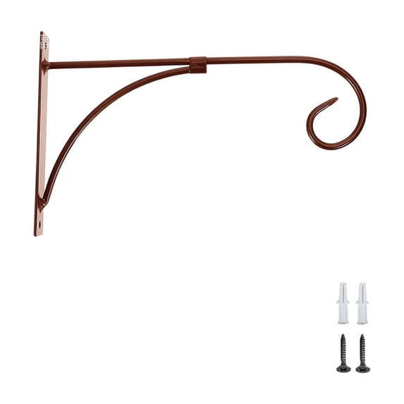 Wall Mount Plants Hanger Bracket, Heavy Duty Iron Hanging Basket Hook for Flower Pots, Lanterns, Bird Feeders, 11 in, Red
