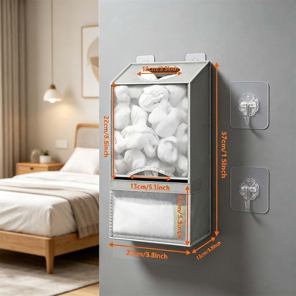 Wall Mount Plastic Bag Holder Grocery Bag Dispenser Trash Roll Organizer Extra Large Kitchen Storage 10.6x6.3 Inch