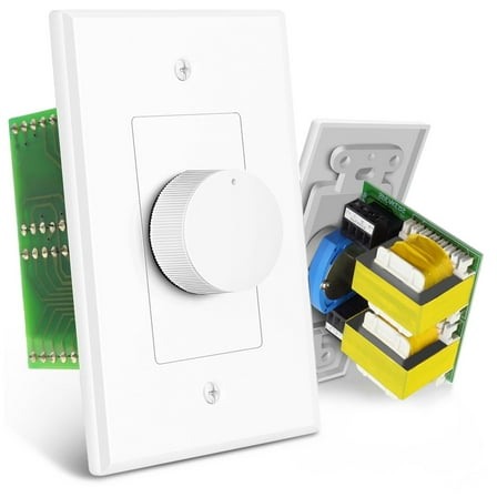 Wall Mount Plate Volume Control Knob - 300W Flush in Wall Volume Control for Speakers Stereo TV - Audio and Video Compatibility Rotary Style Knob White