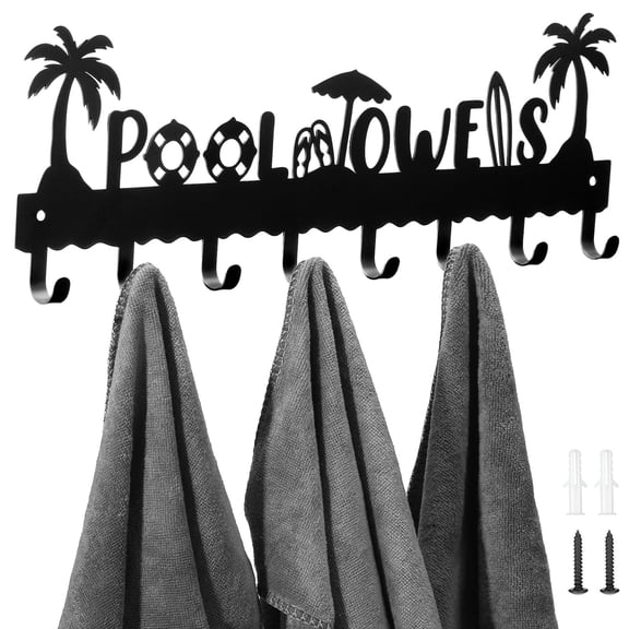 Wall Mount Pool Towel Hooks Metal Towel Rack Holder Organizer For Bathroom Indoor Outdoor Use