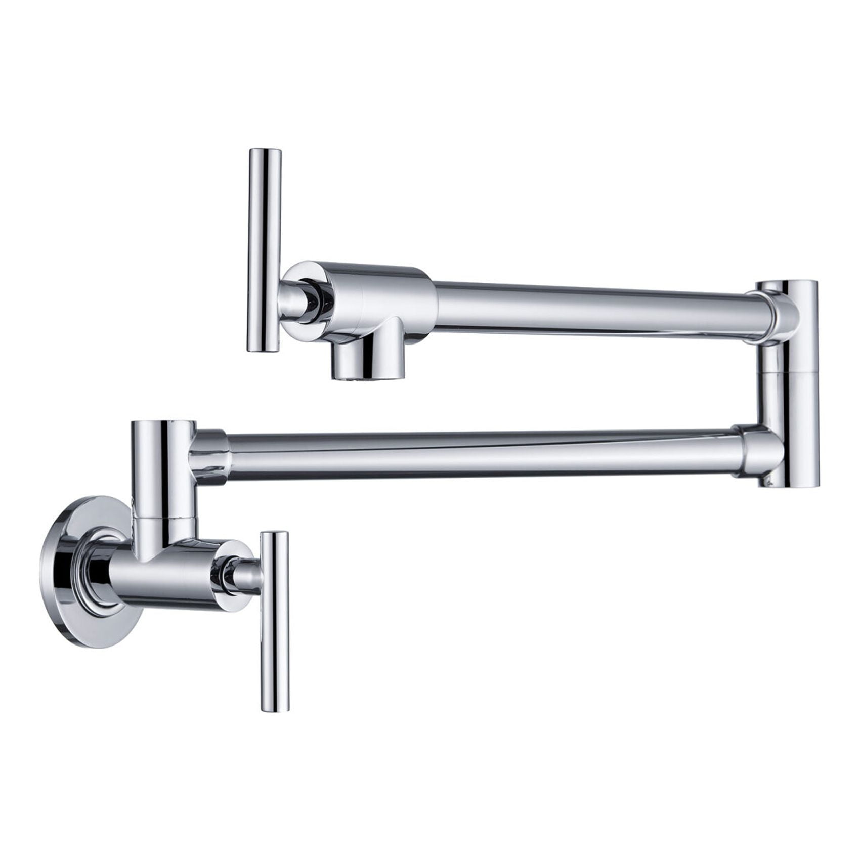 Wall Mount Pot Filler Faucet, Stretchable Brass Pot Filler with Two