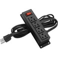 thumbnail image 1 of Wall Mount Power Outlet Strip, 4 Outlet Mountable Power Strip with Switch, Under Desk Power Strip Connect with 6ft Cord Mount Under Desk, Workbench, Nightstand, Dresser, Table.(Black), 1 of 7