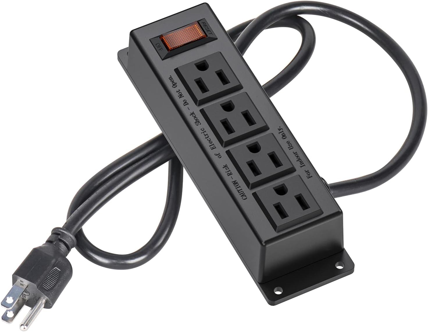 Wall Mount Power Strip, 4 Outlets Mountable Power Strip with Switch