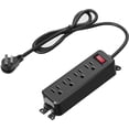 thumbnail image 1 of Wall Mount Power Strip Black, 4 Outlet Mountable Power Strip with Switch, 6ft Flat Plug Extension Cord for Home, Office, and School, ETL Listed (6ft, 4 Outlets), 1 of 3