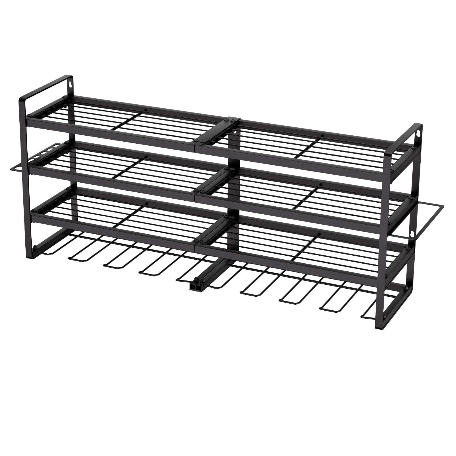 Wall Mount Power Tool Organizer 4 Layer Storage Rack with 8 Drill Holders and Screwdriver Holder for Garage Workbench Workshop