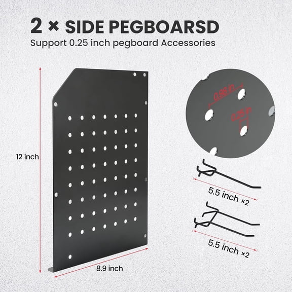 Wall Mount Power Tool Organizer with 8 Outlets, 6 Drill Holders & Drill Bit - Efficient Storage for Garage, Workshop & Workbench