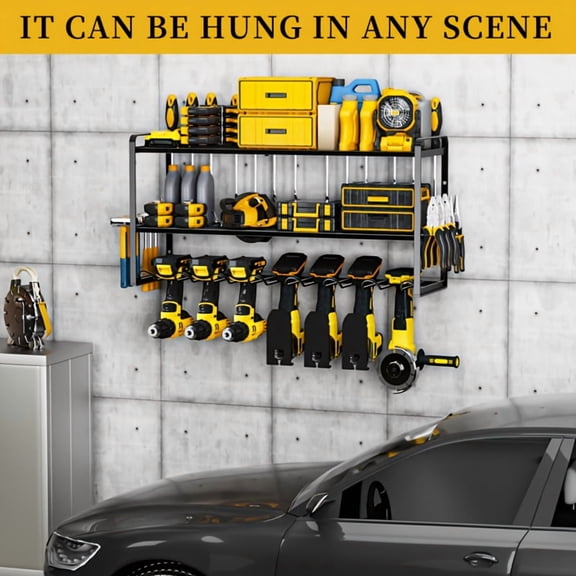 Wall Mount Power Tool Storage Rack - Heavy Duty Metal with Charging Station Gift
