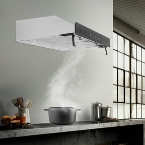 Wall Mount Range Hood 900CFM Dual Copper Motor, Touch+Gesture Control,3-Speed Kitchen Ventilation with LED Light
