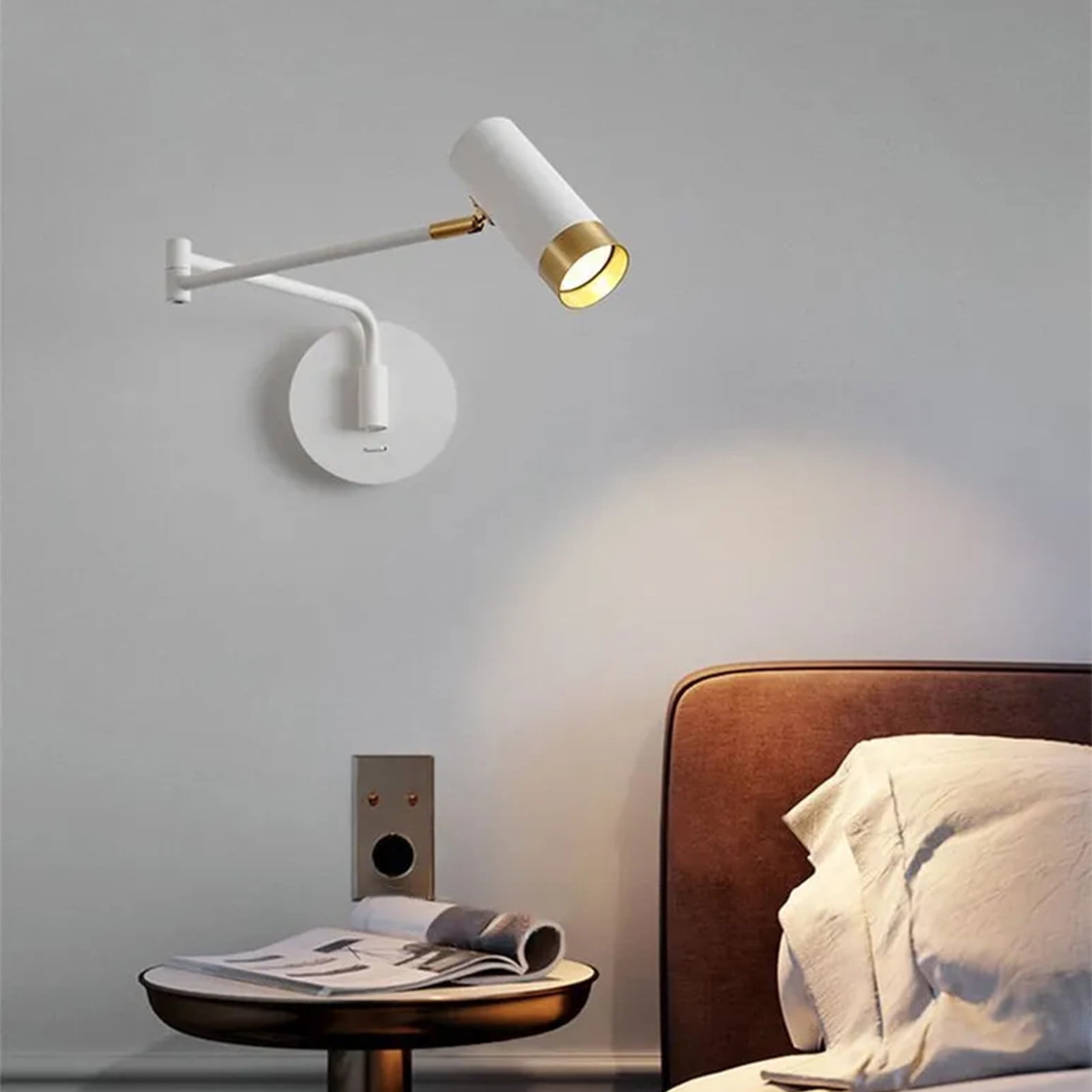 Wall Mount Reading Light Industrial Swing Arm Wall Lamp Lighting Fixture With Dimmable Modern