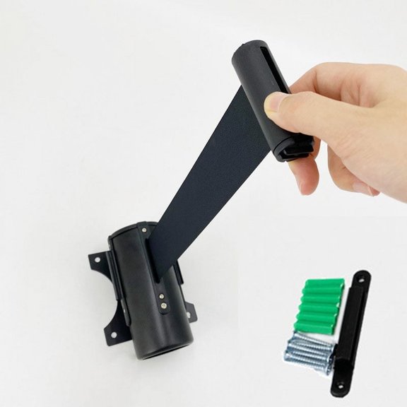 Wall Mount Retractable Belt Barrier 1 Pack, Fixed Retractable Belt Barrier with Steel Case 16' Black Belt for Grocery, Restaurant, Retail Store, Office, Stadium, School 16' - 1 Pack