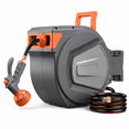 thumbnail image 1 of Retractable Garden Hose Reel 65ft, Wall Mount Auto-Rewind Water Hose Reel with 1/2" Anti-Kink Hose, 180° Swivel, Any-Length Lock, 9-Pattern Nozzle for Outdoor Yard & Patio, 1 of 10